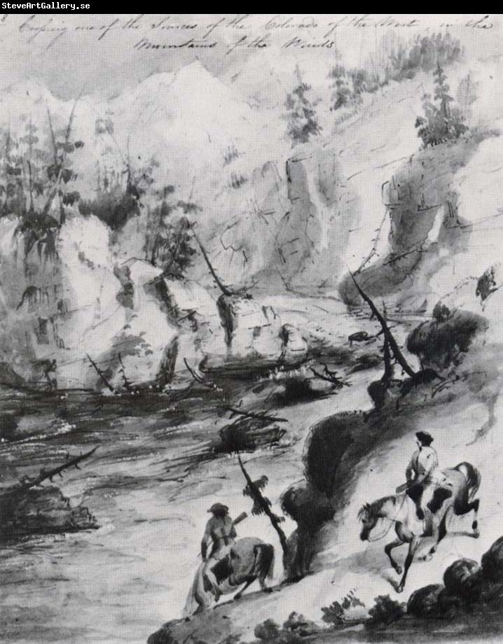 Miller, Alfred Jacob Crossing one of the Sources of the Colorado of the West,in the Mountains of the Windsl